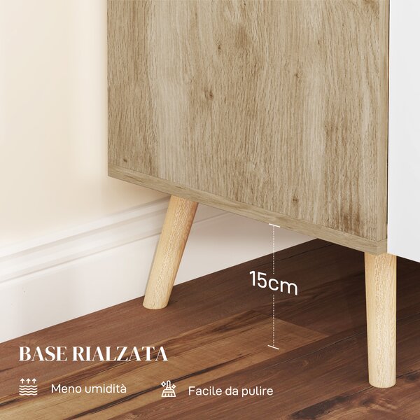 HOMCOM Mobile Multiuso con Ripiano Regolabile su 3 Livelli e Base Rialzata, in Legno, 76x41.2x74 cm, Bianco e Rovere | Aosom Italy