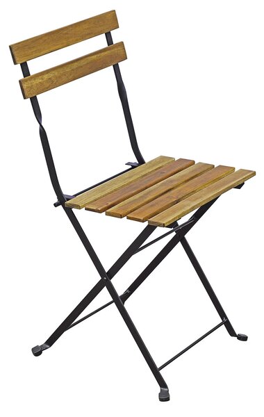 Set Tavolo e 4 Sedie da Giardino Pieghevoli Bistrò in Ferro e Legno di Acacia