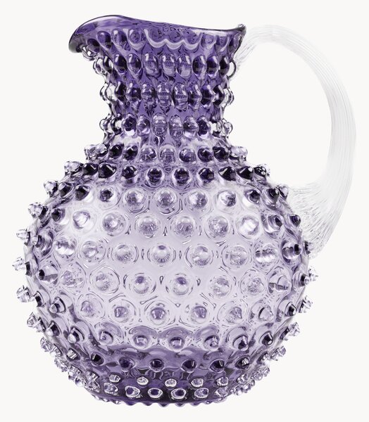 Brocca in vetro soffiato Hobnail
