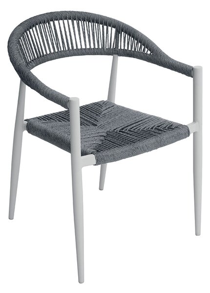 Sedia da Giardino 56x78x59 cm Milano con Corda Sintetica e Allumino Bianco e Grigia