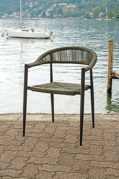 Sedia da Giardino 56x78x59 cm Milano con Corda Sintetica e Allumino Antracite e Verde