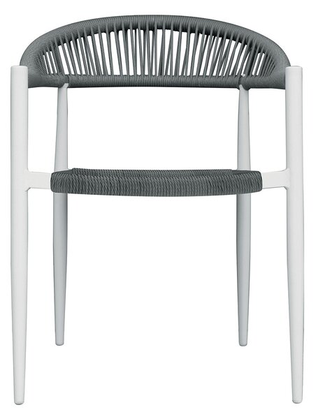 Sedia da Giardino 56x78x59 cm Milano con Corda Sintetica e Allumino Bianco e Grigia