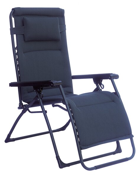 Sedia Sdraio Reclinabile Pieghevole 73x110x80 cm Versilia in Ferro e Tessuto Imbottito Nero