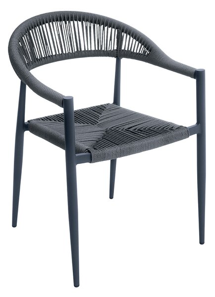 Sedia da Giardino 56x78x59 cm Milano con Corda Sintetica e Allumino Antracite e Grigio