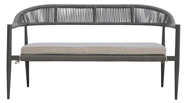 Set Salotto da Giardino Divano 2 Poltrone e Tavolino Milano In Alluminio Antracite con Cuscini Grigio Chiaro