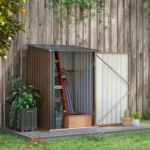 Casetta Box da Giardino Porta Attrezzi 100x103x160 cm in Acciaio Galvanizzato Marrone