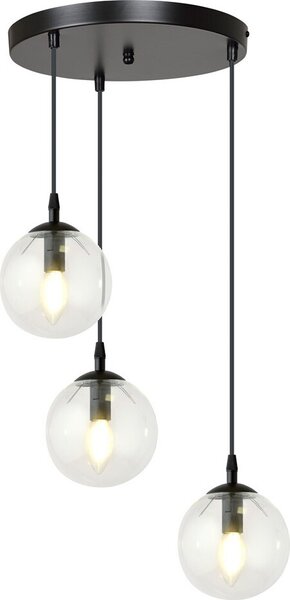 Lampadario Emibig 3xE14 40W COSMO 3 NERO TRASPARENTE PREMIUM 711/3PREM