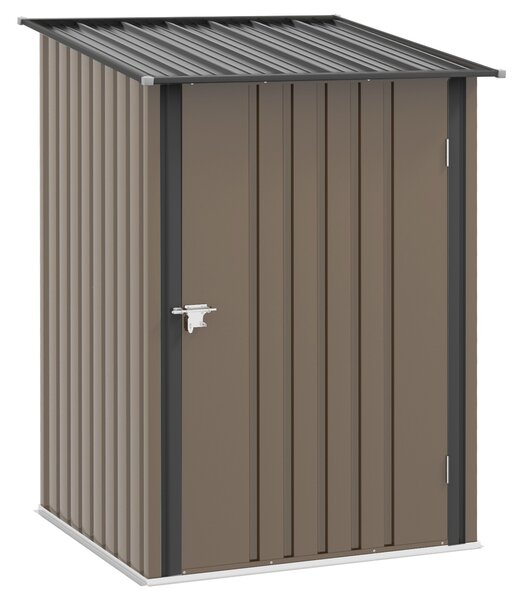 Outsunny Casetta da Giardino Porta Attrezzi in Acciaio Galvanizzato e Porta, 100x103x160cm, Marrone | Aosom Italy