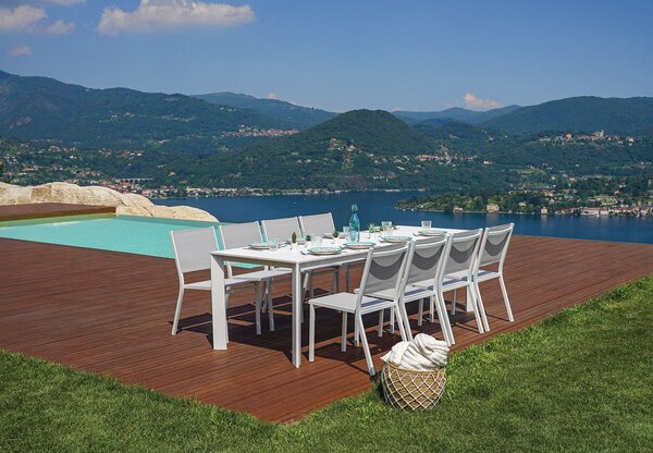 Tavolo Allungabile da Giardino 165/250x90x75 cm Anzio in Alluminio Bianco