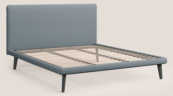 Noel letto minimal scandinavo con piedi in mogano e tessuto fiammato i