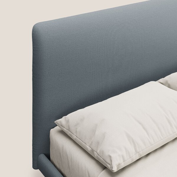 Noel letto minimal scandinavo con piedi in mogano e tessuto fiammato i