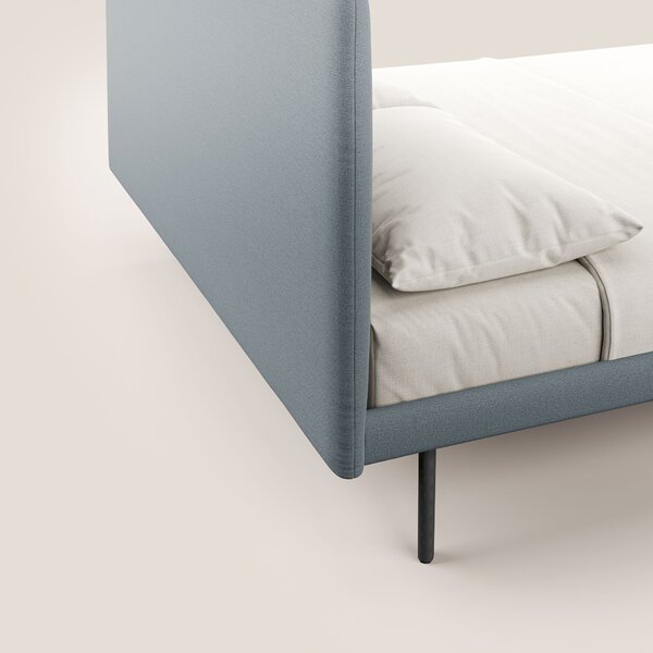 Noel letto minimal scandinavo con piedi in mogano e tessuto fiammato i