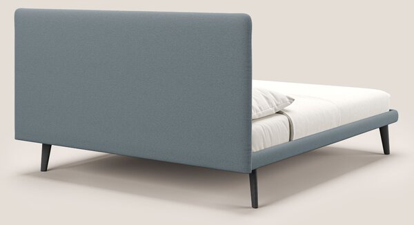Noel letto minimal scandinavo con piedi in mogano e tessuto fiammato i