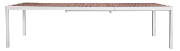 Tavolo Allungabile da Giardino 200/300x100x76 cm Lanzarote in Alluminio e Doghe in Teak Bianco