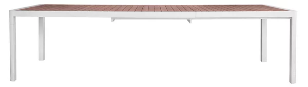 Tavolo Allungabile da Giardino 200/300x100x76 cm Lanzarote in Alluminio e Doghe in Teak Bianco