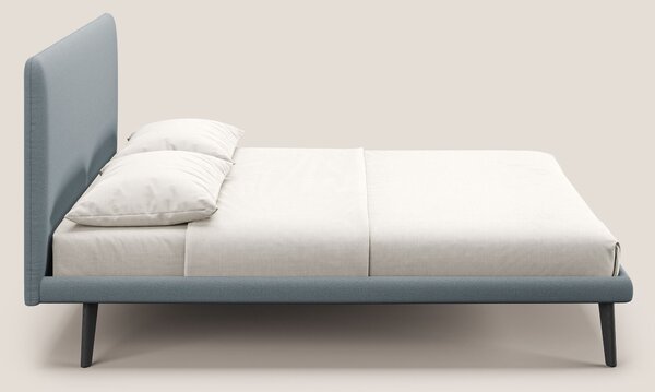 Noel letto minimal scandinavo con piedi in mogano e tessuto fiammato i