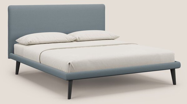 Noel letto minimal scandinavo con piedi in mogano e tessuto fiammato i