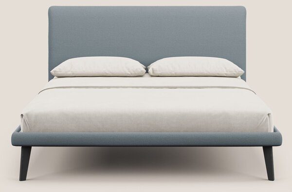 Noel letto minimal scandinavo con piedi in mogano e tessuto fiammato i