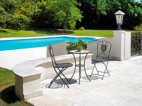 Tavolo da Giardino Ø55x72 cm Mosaico con Mosaico Design Classico