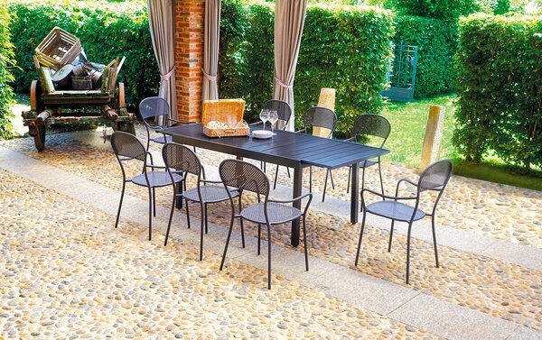 Tavolo Allungabile da Giardino 156/213x95x75 cm Pella in Ferro Antracite