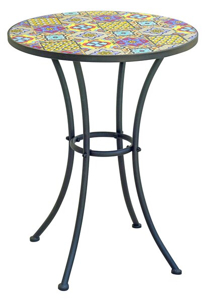 Tavolo da Giardino Ø55x72 cm Mosaico con Mosaico Design Maiolica