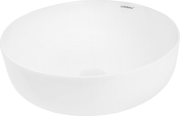 LuxeBath Lavabo Lavabo da appoggio, rotondo, Ø 40x13,5 cm, bianco, Vetroceramica