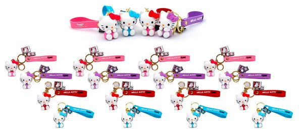 Set 24 Portachiavi Hello Kitty 3D in Silicone per Bambini Varie Colorazioni