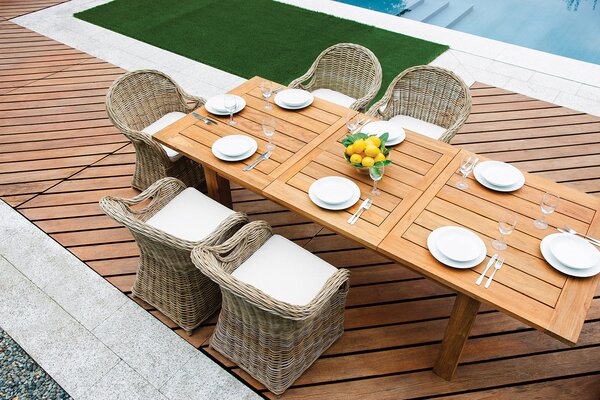 Tavolo Allungabile da Giardino 180/250x100x77 cm Sumatra in Legno Teak