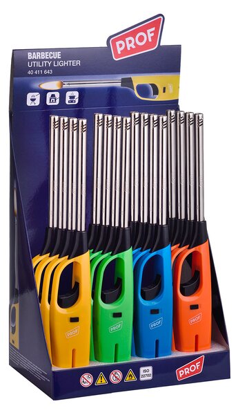 Set 16 Accendigas Ricaricabili H27,7 cm con Regolatore di Fiamma Vari Colori