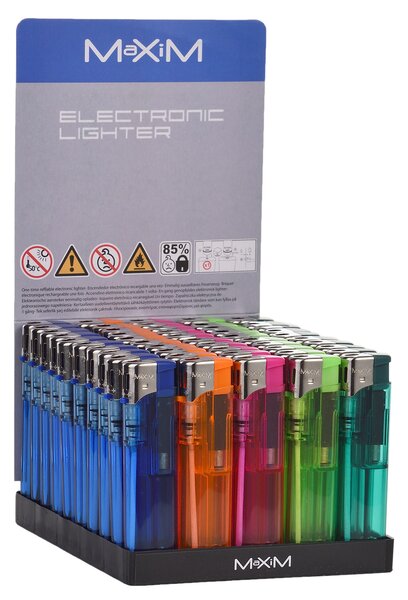 Set 1000 Accendini Elettrici Ricaricabili 8,2x2,2,1 cm con Regolatore di Fiamma Vari Colori