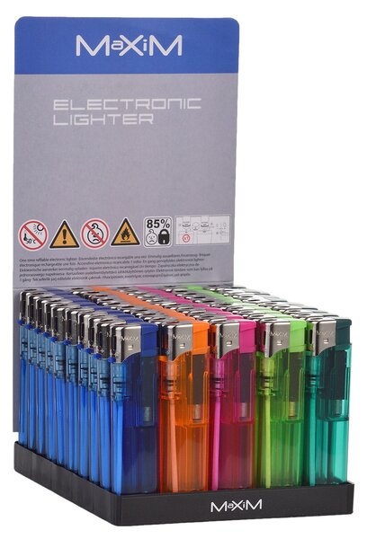 Set 1000 Accendini Elettrici Ricaricabili 8,2x2,2,1 cm con Regolatore di Fiamma Vari Colori