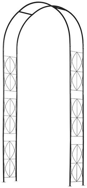 Arco per Rose e Supporto per Piante Rampicanti in Metallo 114x30x230cm Nero