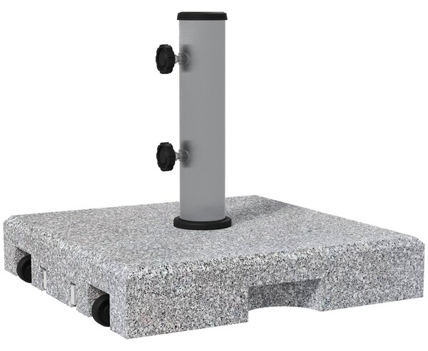 Base per Ombrellone da 28kg in Granito con Maniglia Estensibile e Rotelle 41x41x37.5cm Grigio