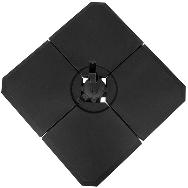 Base per Ombrellone 4 Pezzi Riempibili per Basi a Croce da 100x100 cm Nero