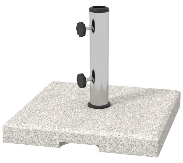 Base per Ombrellone da Giardino 25kg 38x38x38 cm in Granito e Acciaio Inox Grigia