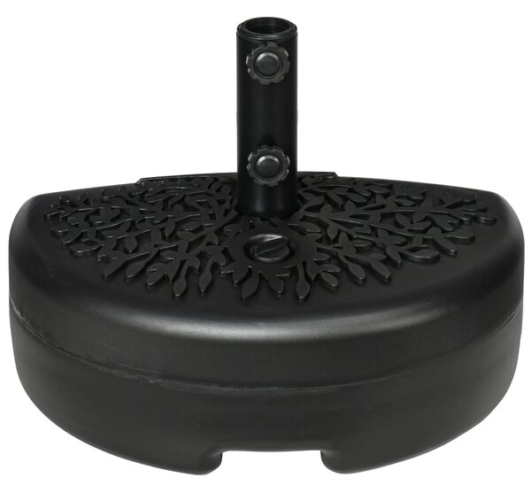 Base per Ombrellone Semicircolare Riempibile con Sabbia o Acqua per Pali 38-48mm Nero
