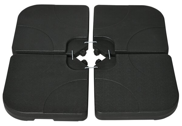 Base per Ombrellone 4 Pezzi in HDPE Riempibili 104x104x7.5 cm Nera