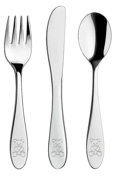 Posate per bambini in acciaio inox argento 3 pezzi - Orion