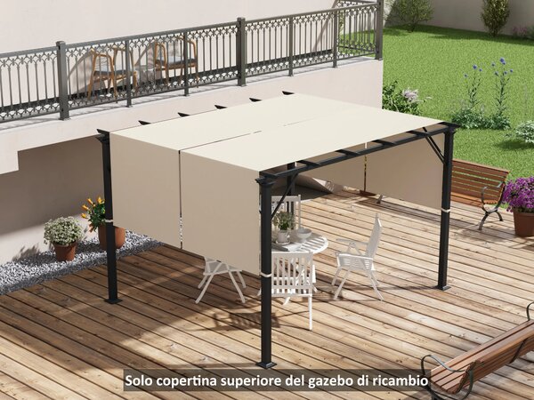 Copertura per Gazebo Pergola 3x3 m 488x122 cm in PE Impermeabile Cachi