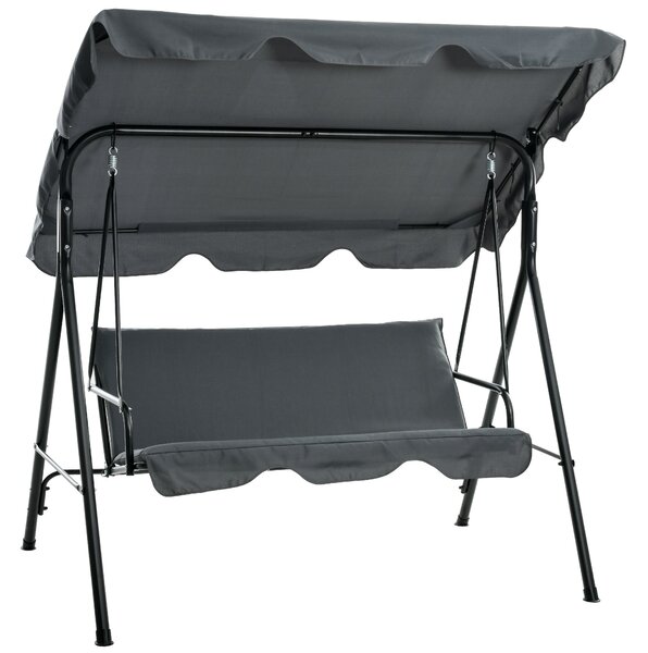 Dondolo 3 Posti con Tettuccio Regolabile 172x110x153 cm in Acciaio e Poliestere Grigio