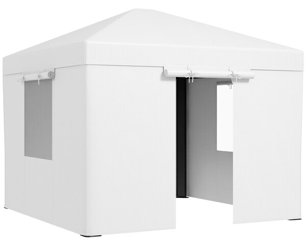 Copertura per Gazebo 3x3m con Porte a Cerniera e Finestre Bianco