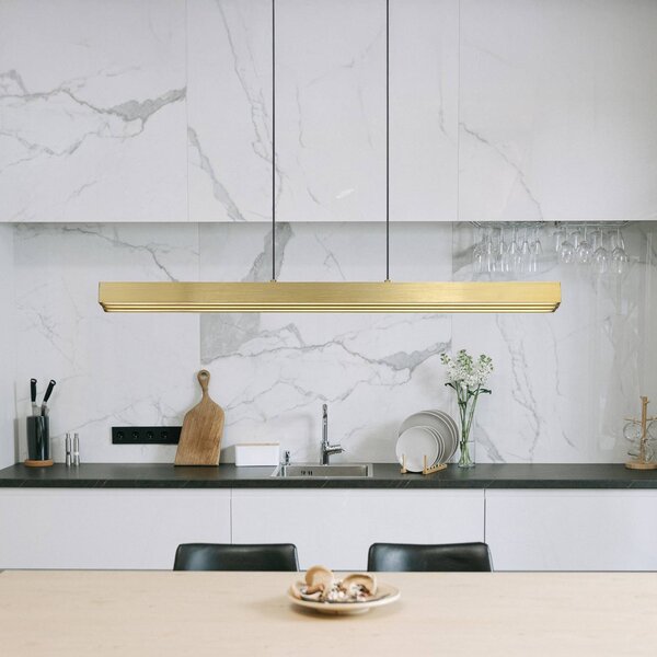 Globo Lampada LED a sospensione Ethan, color ottone, 150 cm, estensibile dimmerabile, Bronzo / Ottone antico, Soggiorno / Sala da pranzo, Alluminio, Moderno