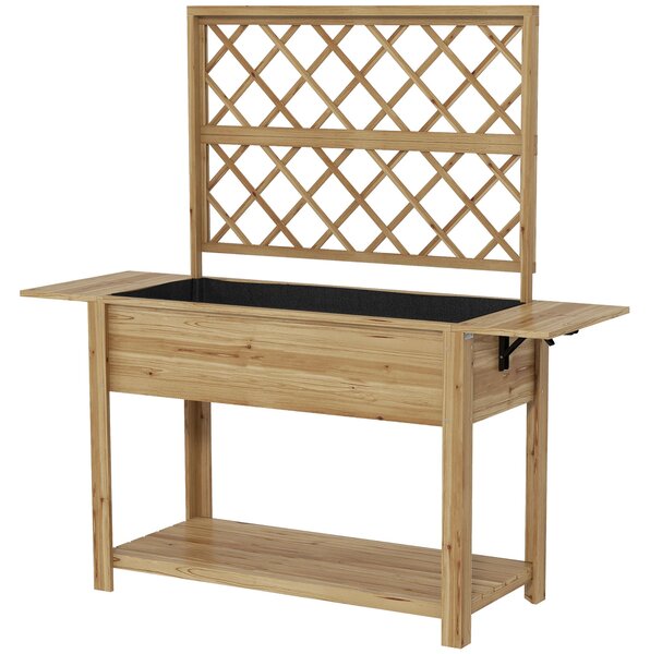 Fioriera con Grigliato e Ripiani Laterali e Inferiore 140x45x151 cm in Legno di Abete