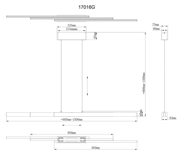 Globo Lampada LED a sospensione Ethan, color ottone, 150 cm, estensibile dimmerabile, Bronzo / Ottone antico, Soggiorno / Sala da pranzo, Alluminio, Moderno