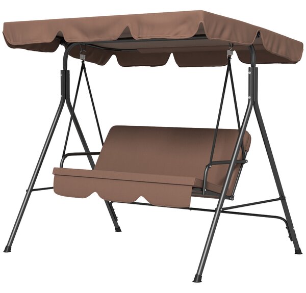 Dondolo da Giardino a 3 Posti con Cuscini 172x110x153 cm Marrone e Nero