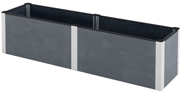Fioriera da Giardino con Fondo Aperto in Legno Composito e Alluminio 200x50x56 cm Grigio