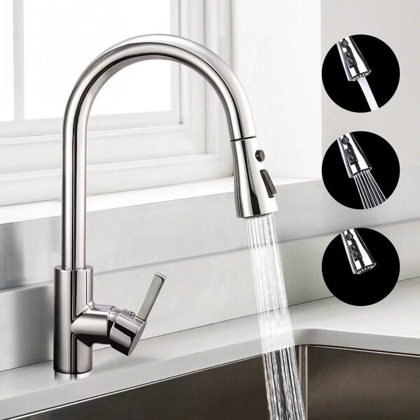 Rubinetto da cucina ad alta pressione - estraibile - acciaio inox