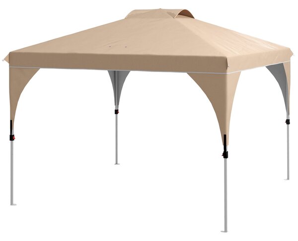 Gazebo da Giardino 3x3 m Pieghevole con Altezza Regolabile e Borsa di Trasporto con Ruote Beige