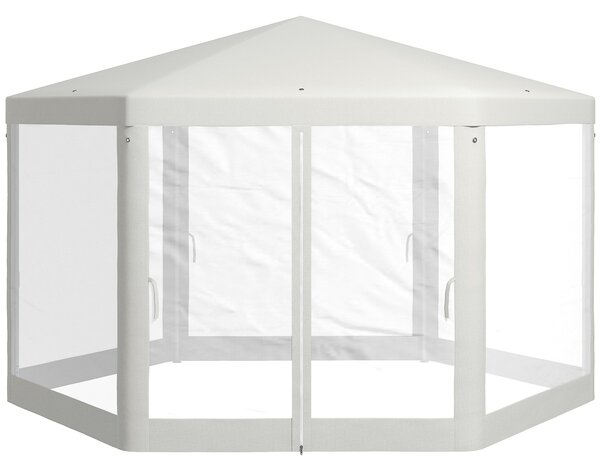 Gazebo da Giardino Esagonale con Doppio Ingresso 3.94x3.94x2.5 m in Metallo e Poliestere Crema