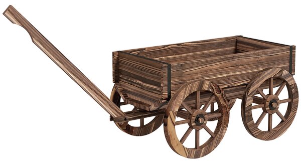 Fioriera in Legno con Ruote e Manico 120x41x54cm Fori di Drenaggio e Finitura Carbonizzata
